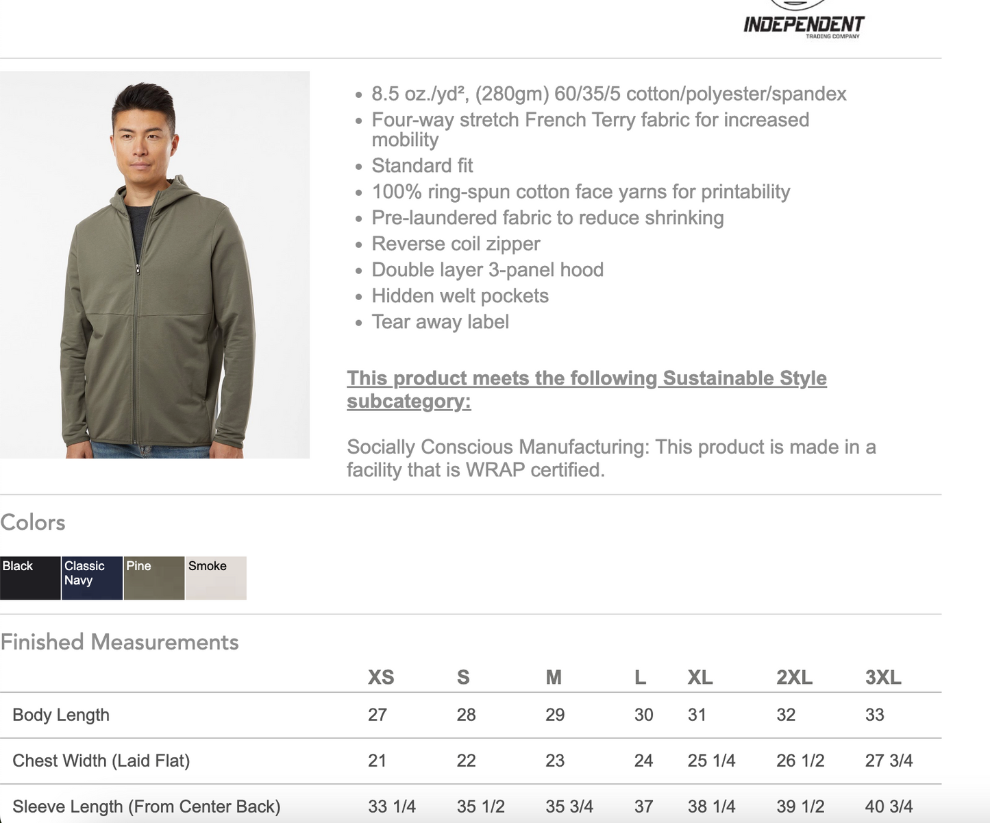 Independent Full Zip Hoodie Embroidered Logo